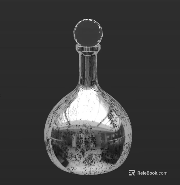 Elegant Ceramic Vessel with Transparent Glossy Finish Circular Top Ring and Smooth Reflective Body Design 3d model 