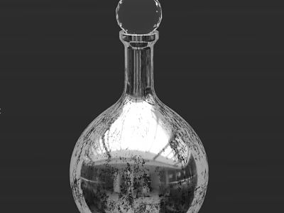 Elegant Ceramic Vessel with Transparent Glossy Finish Circular Top Ring and Smooth Reflective Body Design 3d model