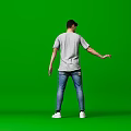 Dynamic Game Movie Character Male Showing Dynamic Dancing Pose on Green Screen Background