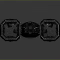 Futuristic Cosmic Spaceship Design with Symmetric Black Structures and Blue Core