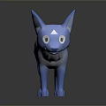 Cartoon Blue Fox Character 3D Model With Pointed Ears And Striped Tail