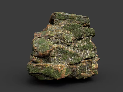 Natural Green Brown Layered Stone With Rough Surface And Textured Structure 3d model