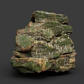 Natural Green Brown Layered Stone With Rough Surface And Textured Structure 3d model