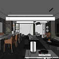 Modern Living Dining Room Interior With Open Layout Floor to Ceiling Windows and Green Plants