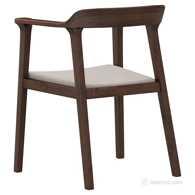 Modern Leisure Chair With Dark Wooden Frame And Light Upholstered Seat 3d model 