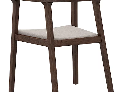 Modern Leisure Chair With Dark Wooden Frame And Light Upholstered Seat 3d model