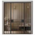 Modern Hinged Door With Metal Frame And Vertical Slats In Interior Space 3d model