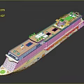 Colorful Modern Cruise Ship With Pools And Decorations 3d model