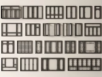 Chinese-style window new Chinese-style window antique window casement window bay window floor-to-ceiling window 3d model