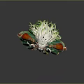 Elegant Fantasy Game and Movie Character With Long White Hair Red Antler Decorations Green Robe