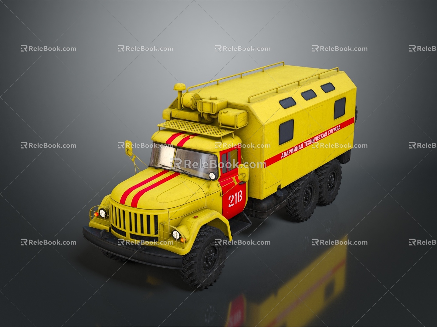 Modern fire truck, emergency train, emergency vehicle, special vehicle 3d model