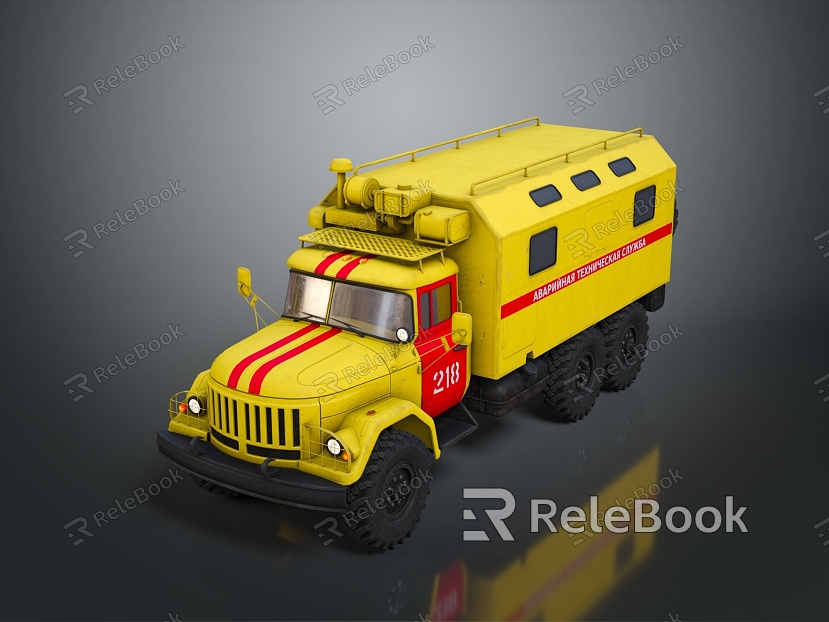 Modern fire truck, emergency train, emergency vehicle, special vehicle model