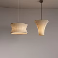 Two Modern Fabric Pendant Lights With Striped And Curved Design For Interior Lighting