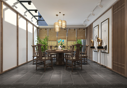 New Chinese Dining Room 3d model