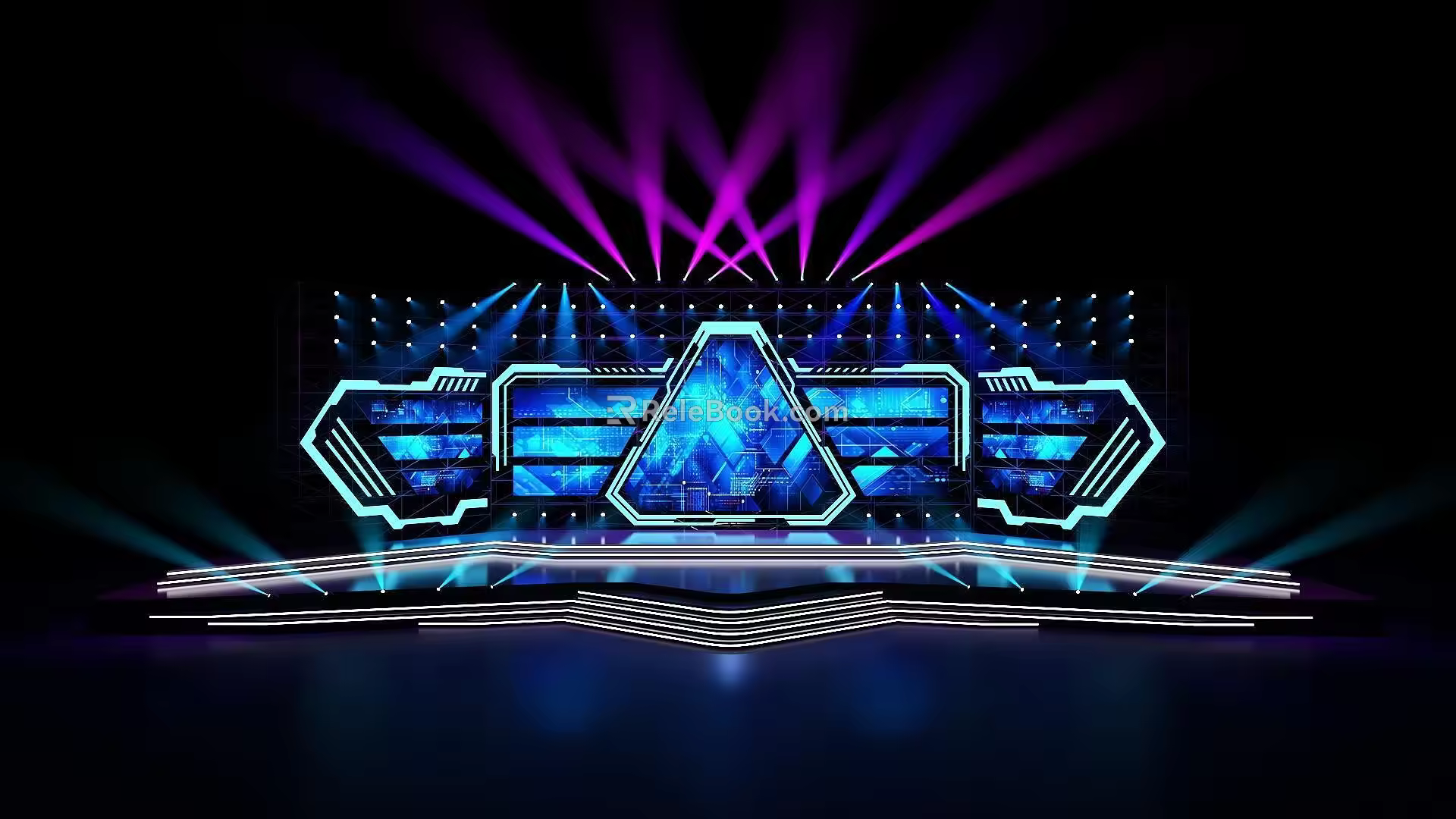 Science and technology sense stage blue science and technology wind stage dazzling stage 3d model