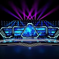 Science and technology sense stage blue science and technology wind stage dazzling stage 3d model
