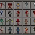 Iron Man Action Figures Collection With Various Colored Armors In Grid