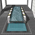 Scenic Landscape Wall Design With Flowing Water Pool And Stone Steps 3d model