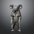 Realistic Koala Standing Upright With Detailed Fur On Gray Background