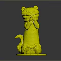 Otter Figure Wearing Blue Green Striped Sweater Orange Scarf Holding White Cup On Red Base