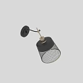 Vintage Industrial Wall Lamp With Black Brass Mesh Shade And Lit Warm Light
