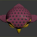 3D Cartoon Owl Character With Pink Yellow Head Polka Dots Blue Eyes White Body