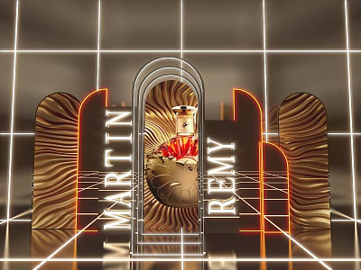 Popular Check in Photo Spot With Golden Wavy Structures Archway And Martin Reny Lighting 3d model