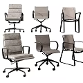 Modern Ergonomic Office Chairs With Various Designs Armrests And Wheels For Workspace 3d model