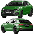 Green Audi SUV Exterior Design with Black Wheels Front Rear Views