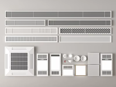 Air Conditioner Vents Featuring Various Grille Designs And Different Panel Styles 3d model