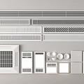 Air Conditioner Vents Featuring Various Grille Designs And Different Panel Styles