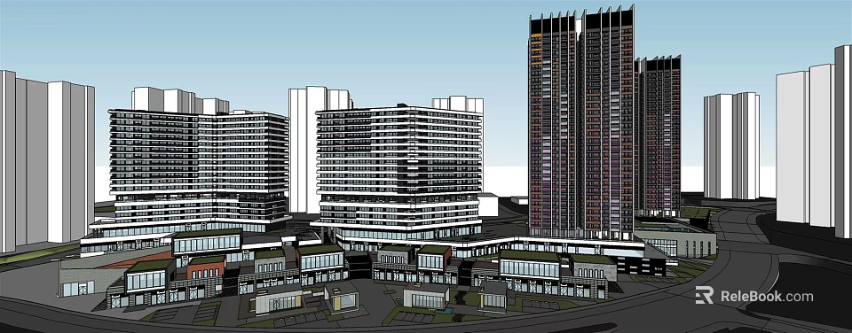 Modern Commercial Complex With High Rise Buildings And Mixed Use Spaces 3d model 