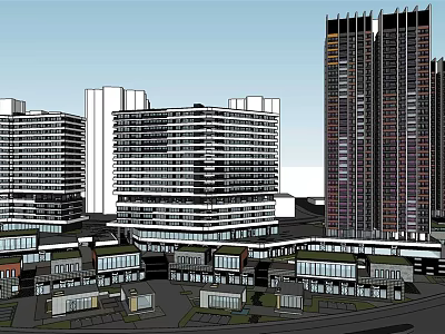Modern Commercial Complex With High Rise Buildings And Mixed Use Spaces 3d model