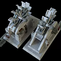 Two White Mechanical Models With Complex Design And Detailed Gears Levers 3d model