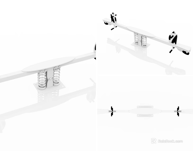 Modern Seesaw Design Featuring Spring Supports And Two Black White Figures 3d model