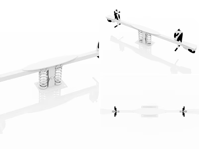 Modern Seesaw Design Featuring Spring Supports And Two Black White Figures 3d model