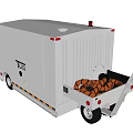 White TUG Trailer With Basketballs In Rear Compartment And Red Lights