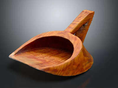 Handmade Wooden Scoop With Natural Grain And Ergonomic Handle Design 3d model