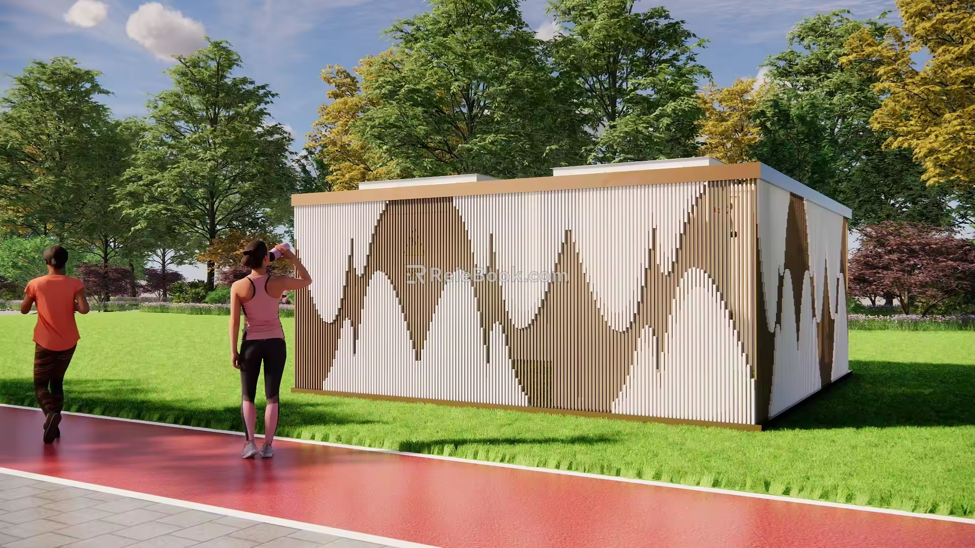 Modern fenced distribution box facade decorative fenced perforated plate 3d model
