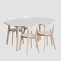 Minimalist Oval Dining Table Set With White Tabletop And Light Wood Legs 3d model