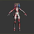 Colorful Female Character With Blue Pink Pigtails Red Black Jacket Shorts Gloves And Boots