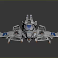 Futuristic Sci fi Spaceship Model With Silver Body And Blue Mechanical Details