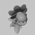 Cartoon Flower With Pink Petals Sharp Teeth And Green Leaves In Brown Pot