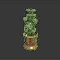 Vintage Metal Fire Hydrant With Red Base And Top Valve Components