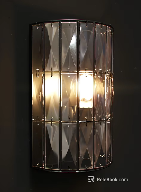 Elegant Modern Transparent Diamond Cut Wall Lamp with Bright Lighting Effect 3d model 