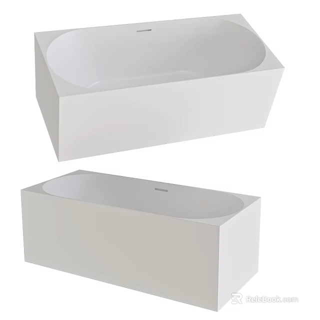 Two Modern White Freestanding Bathroom Sinks With Simple Rectangular Design For Contemporary Bathrooms 3d model