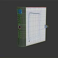 Silver Computer Hardware Enclosure Featuring Blue Display Lockable Door And Heat Vents