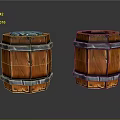 Classic Wooden Barrels With Metal Hoops As Household Storage Items