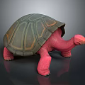 Turtle Character 3D Model with Pink Body and Green Brown Shell