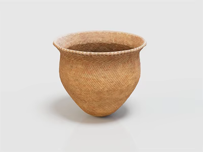 Handwoven Natural Fiber Container With Textured Surface And Wide Rim Design 3d model